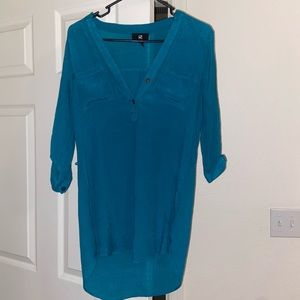 3/4 Sleeve Blue see through shirt